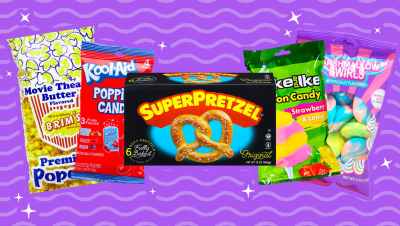 a group of packages of candy