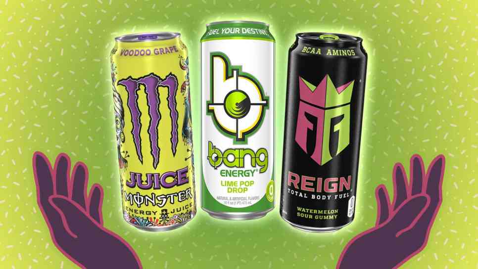 Voodoo Grape Juice Monster, Lime Pop Drop Bang, and Sour Watermelon Gummy Reign Total Body Fuel