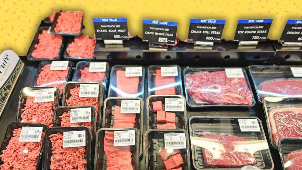packaged meat at grocery store