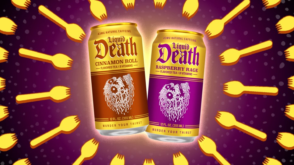 Liquid Death Iced Teas: Raspberry Rage and Cinnamon Roll
